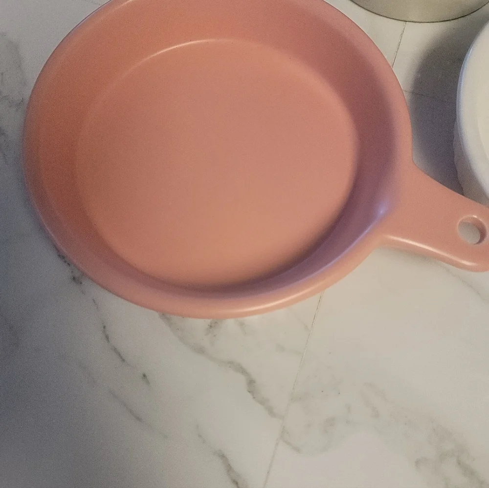 Pink and White Ceramic Baking Dishes Set Of 2 Vintage Ceramic Cooking  Dishes